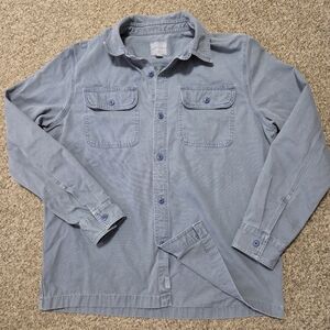 American Eagle Men's Heavy Cotton Denim Button Shirt‎ Size L - Light Blue